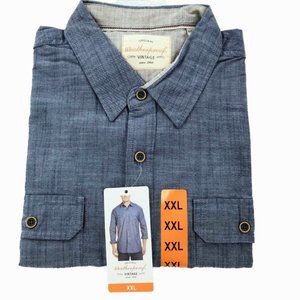 Weatherproof Brand Vintage Button Style Blue Chambray Long Sleeve Shirt